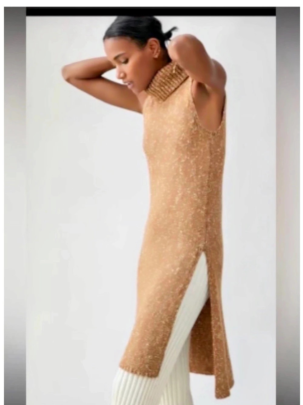 Anthropologie Sleeveless Turtleneck Sweater Dress  Tan XS